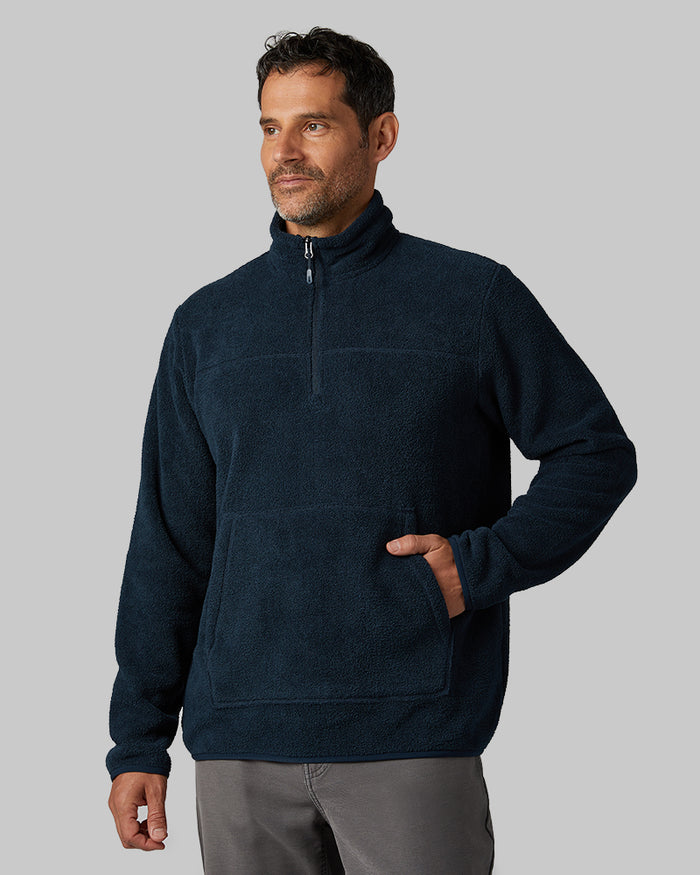32 Degrees Eclipse _ Men's Thermal Fleece 1/4 Zip Top {model: Eduardo is 6'1", wearing size M}{bottom}{right} {bottom}{right}